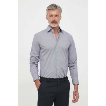 BOSS camasa barbati, culoarea gri, cu guler clasic, slim