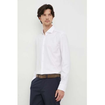 BOSS camasa din bumbac barbati, culoarea alb, cu guler italian, regular