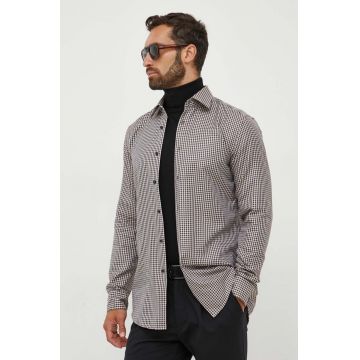 BOSS camasa din bumbac barbati, culoarea bej, cu guler clasic, slim