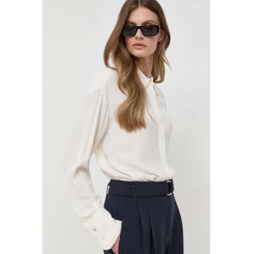 BOSS camasa femei, culoarea bej, cu guler clasic, relaxed