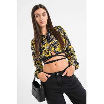 Camasa crop cu imprimeu logo
