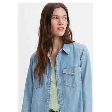 Camasa de denim cu buzunare pe piept