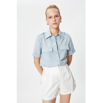 Camasa din amestec de modal cu buzunare cu clapa