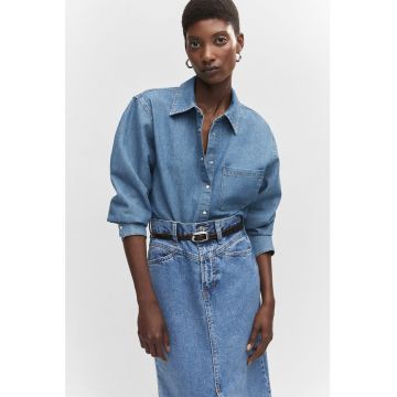 Camasa din denim cu buzunar pe piept Diana