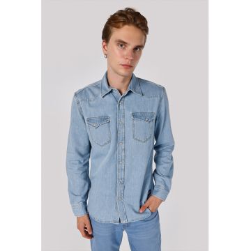 Camasa din material chambray cu capse
