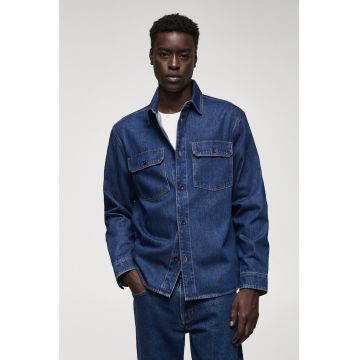 Camasa slim fit din denim cu buzunare aplicate Funky