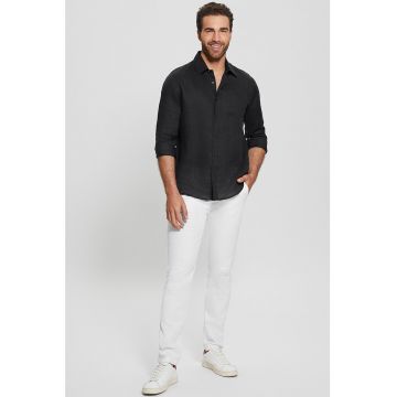 Camasa slim fit din in cu buzunar pe piept