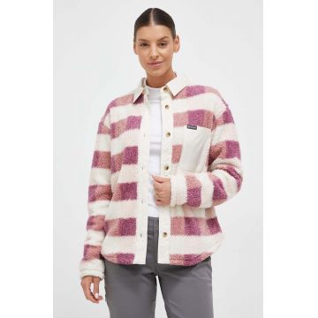 Columbia cămașă din lână femei, culoarea roz, cu guler clasic, regular