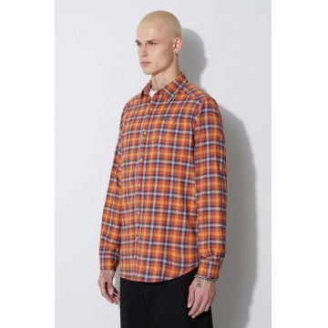 Columbia cămașă Cornell Woods Flannel LS bărbați, culoarea portocaliu, cu guler clasic, regular 1617951
