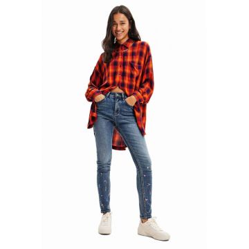 Desigual camasa femei, culoarea rosu, cu guler clasic, relaxed