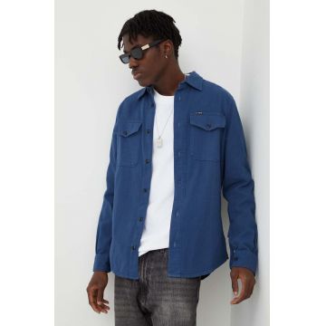 G-Star Raw camasa din bumbac barbati, culoarea albastru marin, cu guler clasic, slim
