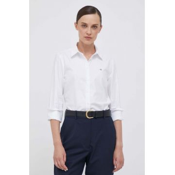 Gant camasa femei, culoarea alb, cu guler clasic, regular
