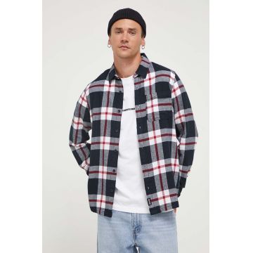 Hollister Co. camasa din bumbac barbati, culoarea negru, cu guler clasic, regular