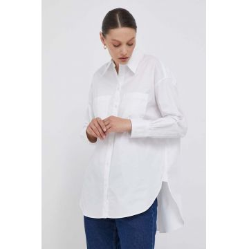 Joop! camasa din bumbac femei, culoarea alb, cu guler clasic, relaxed