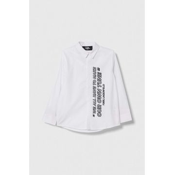 Karl Lagerfeld camasa de bumbac pentru copii culoarea alb