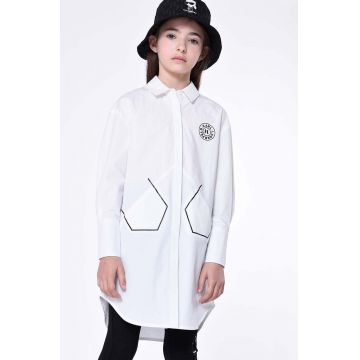 Karl Lagerfeld camasa de bumbac pentru copii culoarea alb Karl Lagerfeld camasa de bumbac pentru copii culoarea alb