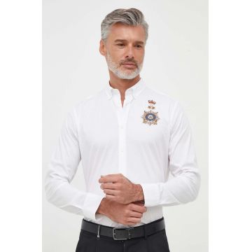 La Martina camasa barbati, culoarea alb, cu guler button-down, regular