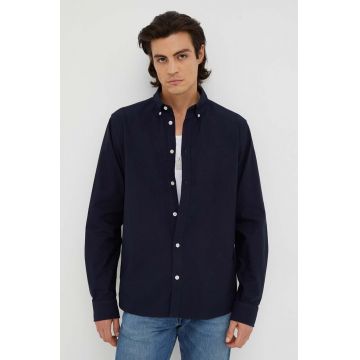 Les Deux camasa barbati, culoarea albastru marin, cu guler button-down, regular Les Deux camasa barbati, culoarea albastru marin, cu guler button-down, regular