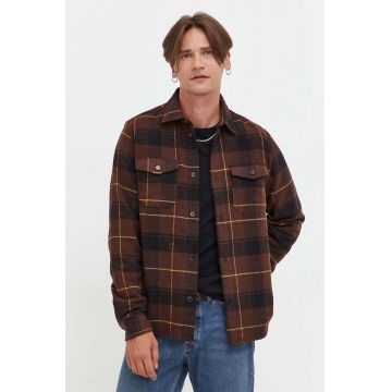 Les Deux camasa barbati, culoarea maro, cu guler clasic, regular