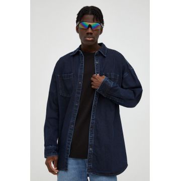 Levi's camasa jeans barbati, culoarea albastru marin, cu guler clasic, relaxed