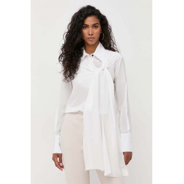 Liviana Conti camasa de matase culoarea alb, cu guler clasic, regular