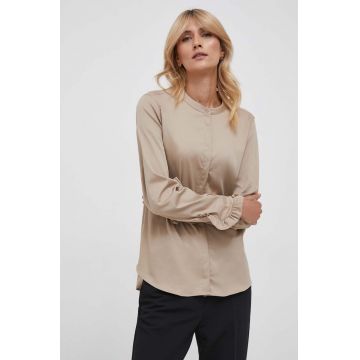 Mos Mosh camasa femei, culoarea rosu, cu guler stand-up, slim