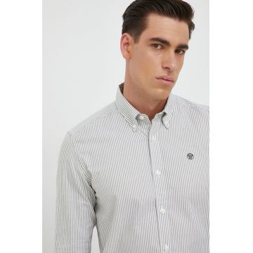 North Sails camasa din bumbac barbati, culoarea verde, cu guler button-down, regular