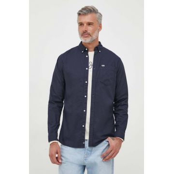 Pepe Jeans camasa din bumbac Fabio barbati, culoarea albastru marin, cu guler button-down, regular
