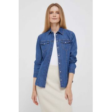Pepe Jeans camasa jeans femei, cu guler clasic, regular