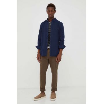 PS Paul Smith camasa din bumbac barbati, culoarea albastru marin, cu guler button-down, regular