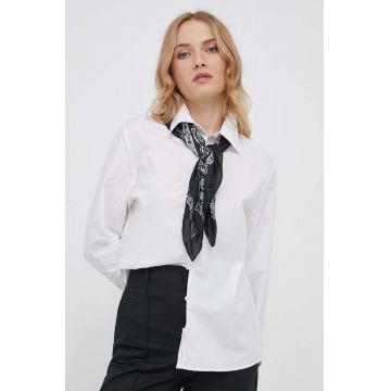 Sisley camasa din bumbac femei, culoarea alb, cu guler clasic, regular