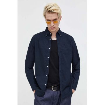 Superdry camasa din bumbac barbati, culoarea albastru marin, cu guler button-down, regular