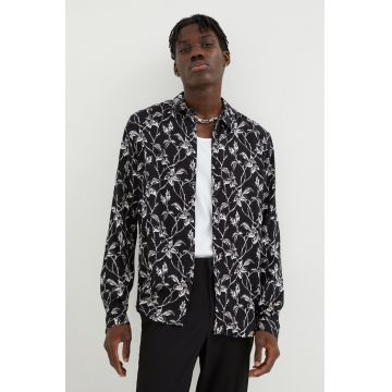 The Kooples camasa barbati, culoarea negru, cu guler clasic, regular