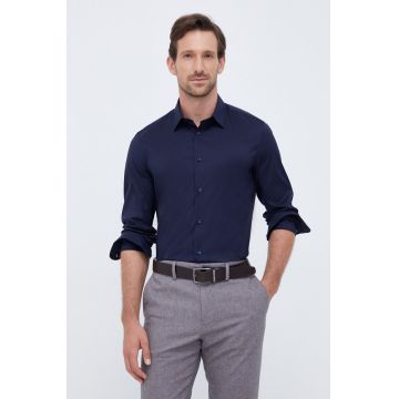 United Colors of Benetton camasa barbati, culoarea albastru marin, cu guler clasic, slim