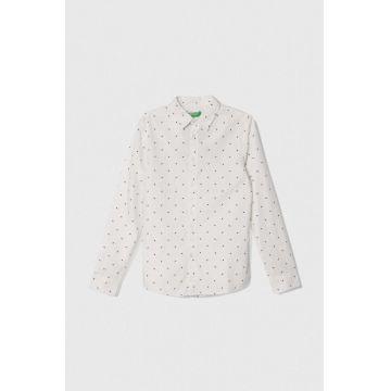 United Colors of Benetton camasa de bumbac pentru copii culoarea alb
