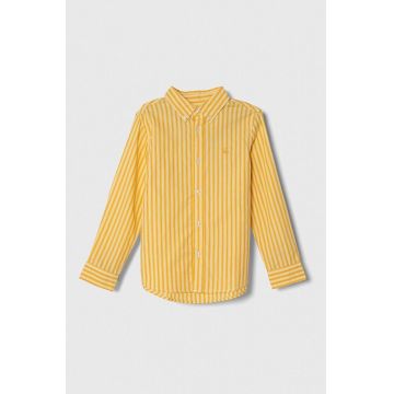 United Colors of Benetton camasa de bumbac pentru copii culoarea galben