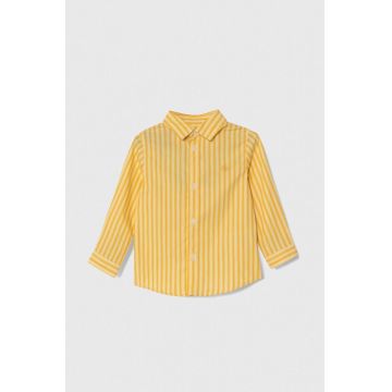 United Colors of Benetton camasa de bumbac pentru copii culoarea galben