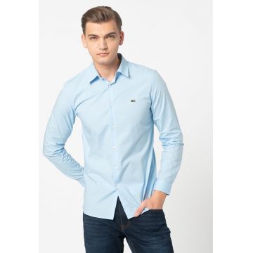 Camasa slim fit cu logo brodat pe piept