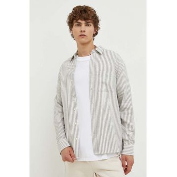 Abercrombie & Fitch camasa din amestec de in culoarea bej, cu guler clasic, regular