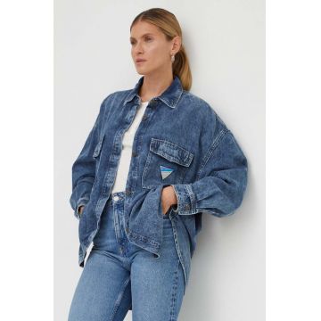 American Vintage camasa jeans femei, cu guler clasic, relaxed