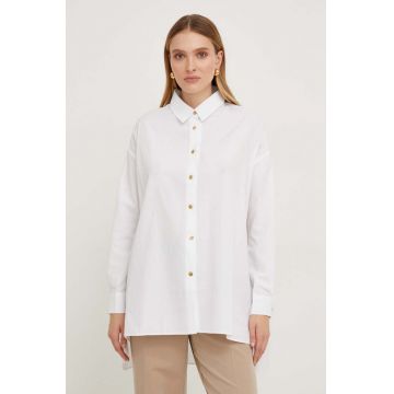 Answear Lab camasa din bumbac femei, culoarea alb, cu guler clasic, relaxed