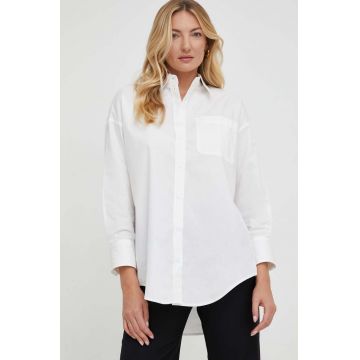 Answear Lab camasa din bumbac femei, culoarea alb, cu guler clasic, relaxed