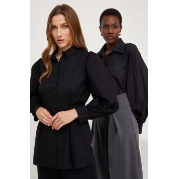 Answear Lab camasa din bumbac X limited collection NO SHAME femei, culoarea negru, cu guler clasic, regular