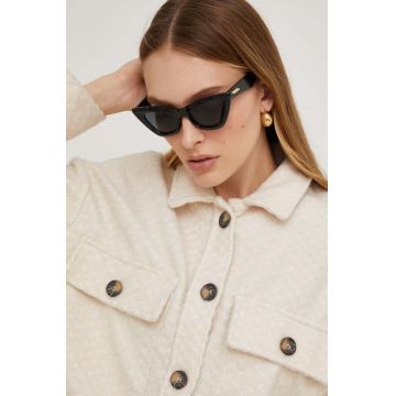 Answear Lab camasa femei, culoarea bej, cu guler clasic, relaxed