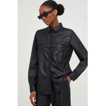Answear Lab camasa femei, culoarea negru, cu guler clasic, regular