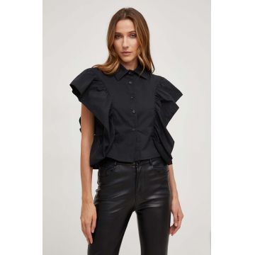 Answear Lab camasa femei, culoarea negru, cu guler clasic, regular