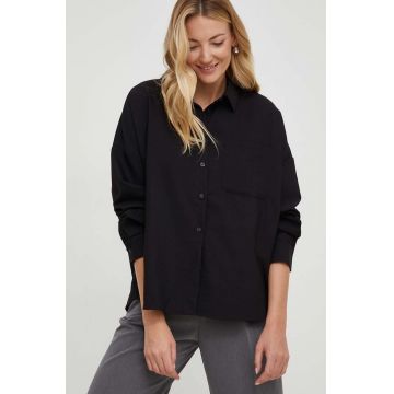 Answear Lab camasa femei, culoarea negru, cu guler clasic, relaxed