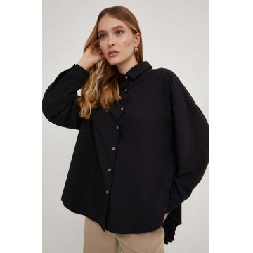 Answear Lab camasa femei, culoarea negru, cu guler clasic, relaxed