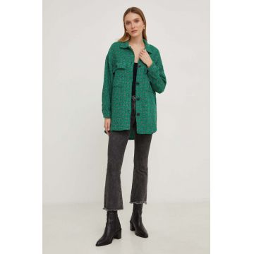 Answear Lab camasa femei, culoarea verde, cu guler clasic, relaxed
