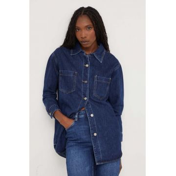 Answear Lab geaca jeans femei, culoarea albastru marin, de tranzitie